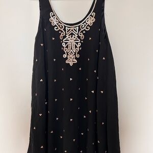 Entro Black Dress with Gold Embroidery